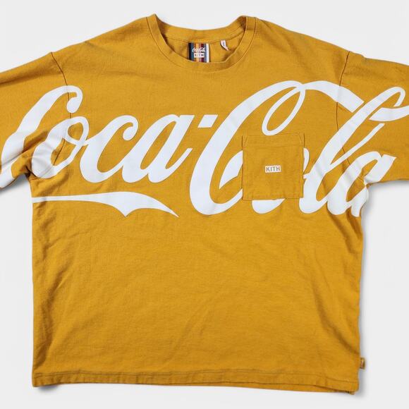 Kith x Coca-Cola Quinn Long Sleeve Pocket Tee Men's XXL Gold Cotton Jersey